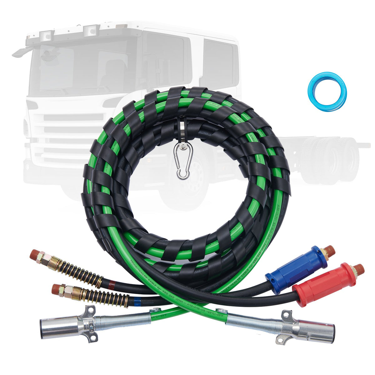 VEVOR 12 ft 3-in-1 Pneumatic Hose Kit for Trucks with 7-Pin ABS Power Cable