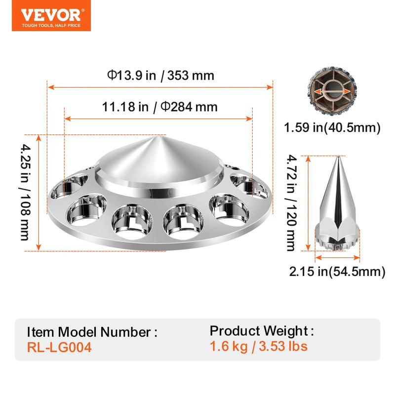 Priekšējās ass pārsegu komplekts ar ABS uzgriežņu pārsegiem un uzstādīšanas rīkiem