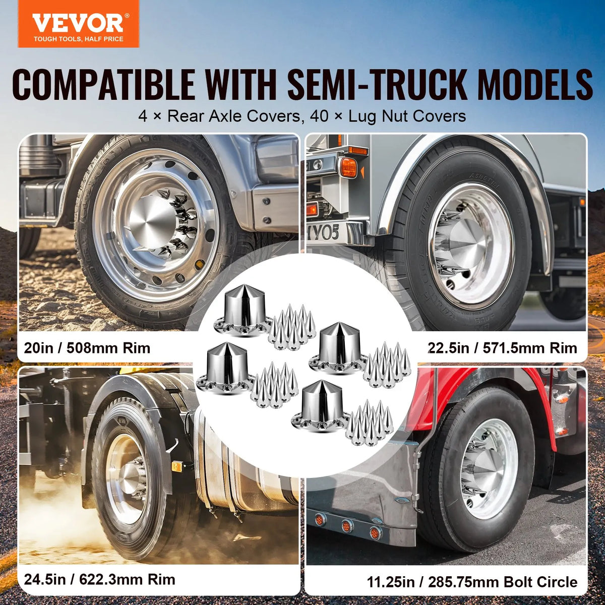 Rear axle cover kit with ABS cap covers and installation tools