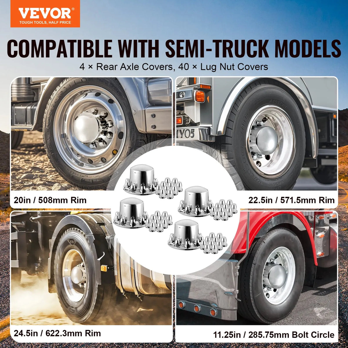 Rear axle cover kit with ABS cap covers and installation tools