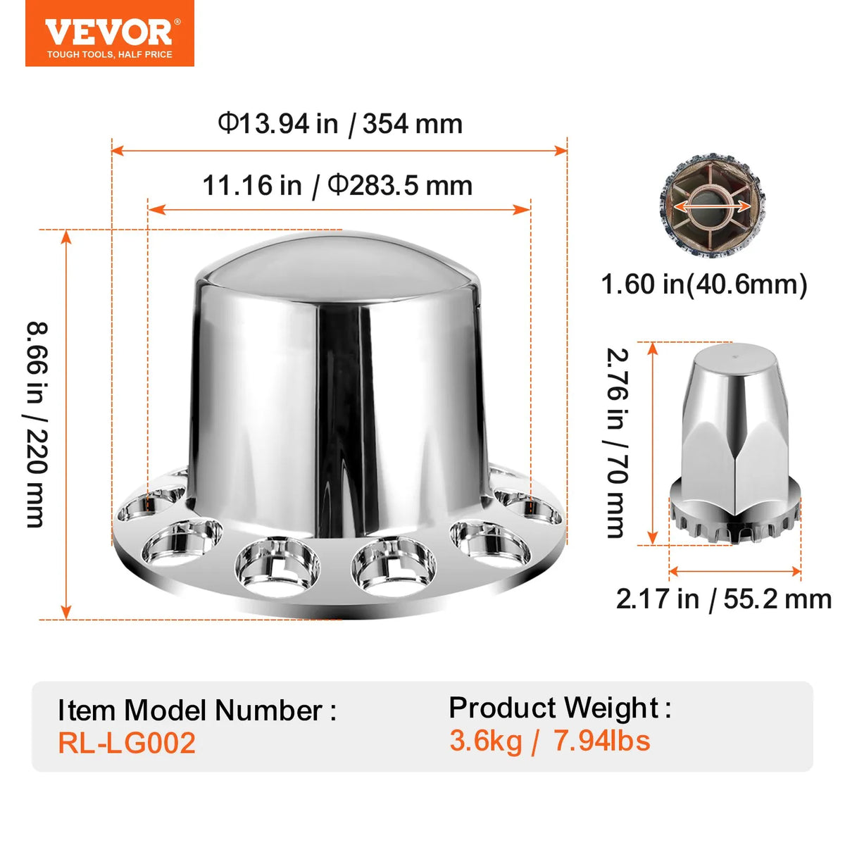 Rear axle cover kit with ABS cap covers and installation tools