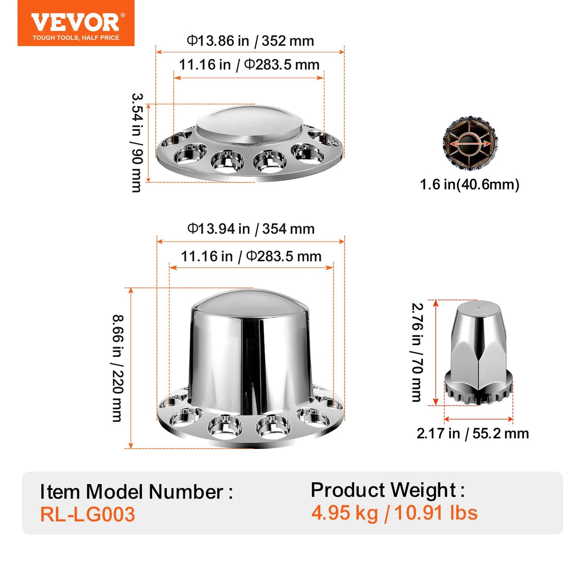 Front and Rear Axle Cover Kit with ABS Bolt Covers and Installation Tools