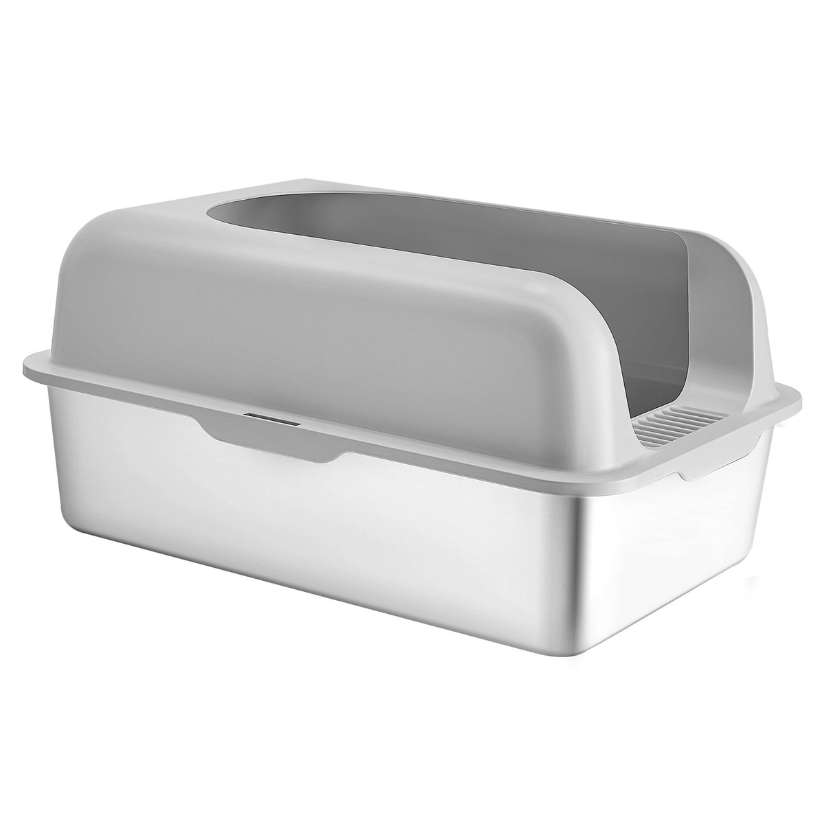 VEVOR Extra Large Stainless Steel Cat Litter Box with Filtering Step and Scoop, 15 cm Deep