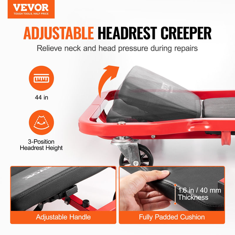 VEVOR 44 collu mehāniķa rullis ar 136 kg ietilpību, automobiļu rullis