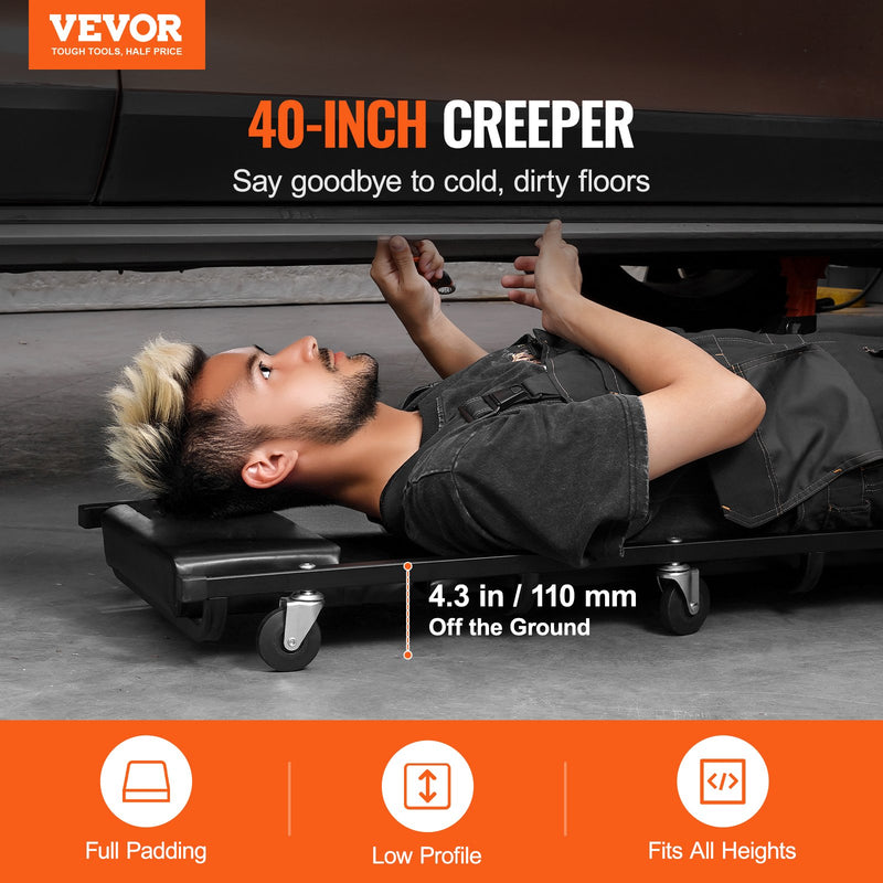 VEVOR mehāniķa rāpuļkrēsls 102 cm, 136 kg