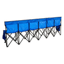 VEVOR pārnēsājams salokāms soliņš 6 personām ar atzveltni, futbola komandas rezerves soliņš ar sānu kabatām un pārnēsāšanas somu, viegls sēdvietu risinājums sportam, kempingam un āra pasākumiem, zils