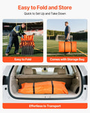 VEVOR pārnēsājams salokāms soliņš 6 personām ar atzveltni, futbola komandas rezerves soliņš ar sānu kabatām un pārnēsāšanas somu, viegls sēdvietu risinājums sportam, kempingam un āra pasākumiem, oranžs