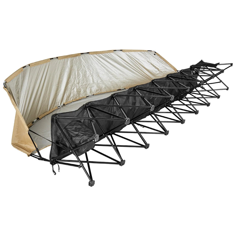 VEVOR pārnēsājams salokāms soliņš 6 personām ar saulessargu, sānu kabatām un glāžu turētājiem, futbola komandas rezerves soliņš ar pārnēsāšanas somu, viegls sēdvietu risinājums sportam, kempingam un āra pasākumiem, melns