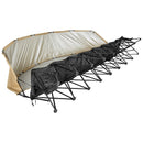 VEVOR pārnēsājams salokāms soliņš 6 personām ar saulessargu, sānu kabatām un glāžu turētājiem, futbola komandas rezerves soliņš ar pārnēsāšanas somu, viegls sēdvietu risinājums sportam, kempingam un āra pasākumiem, melns