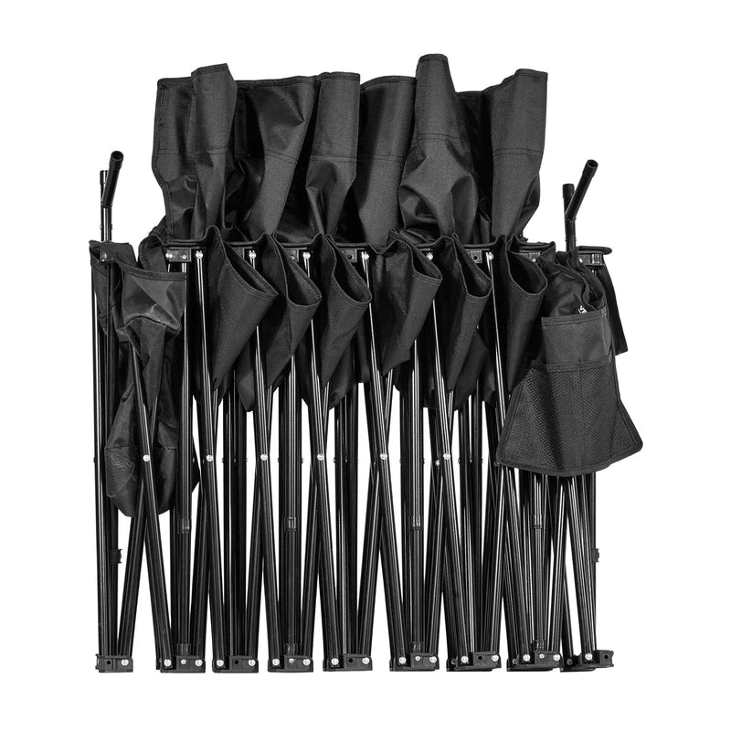 VEVOR pārnēsājams salokāms soliņš 6 personām ar saulessargu, sānu kabatām un glāžu turētājiem, futbola komandas rezerves soliņš ar pārnēsāšanas somu, viegls sēdvietu risinājums sportam, kempingam un āra pasākumiem, melns