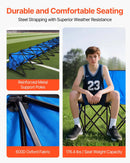 VEVOR pārnēsājams salokāms soliņš 8 personām ar atzveltni, futbola komandas rezerves soliņš ar sānu kabatām un pārnēsāšanas somu, viegls sēdvietu risinājums sportam, kempingam un āra pasākumiem, zils