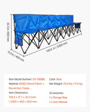 VEVOR pārnēsājams salokāms soliņš 8 personām ar atzveltni, futbola komandas rezerves soliņš ar sānu kabatām un pārnēsāšanas somu, viegls sēdvietu risinājums sportam, kempingam un āra pasākumiem, zils
