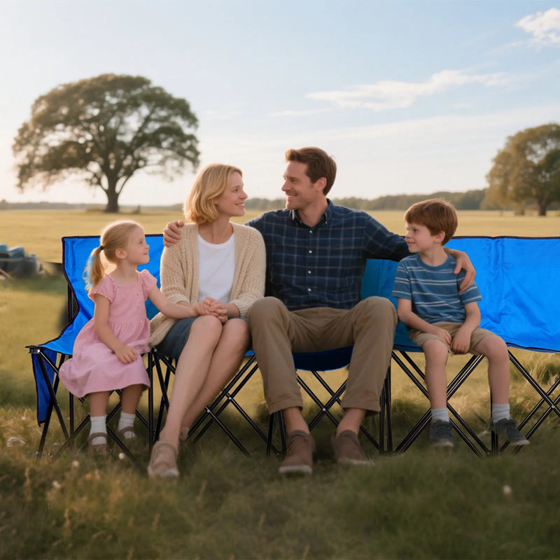 VEVOR pārnēsājams salokāms soliņš 8 personām ar atzveltni, futbola komandas rezerves soliņš ar sānu kabatām un pārnēsāšanas somu, viegls sēdvietu risinājums sportam, kempingam un āra pasākumiem, zils