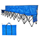 VEVOR pārnēsājams salokāms soliņš 8 personām ar atzveltni, futbola komandas rezerves soliņš ar sānu kabatām un pārnēsāšanas somu, viegls sēdvietu risinājums sportam, kempingam un āra pasākumiem, zils