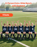 VEVOR pārnēsājams salokāms soliņš 6 personām ar vairākām uzglabāšanas kabatām, atzveltni un pārnēsāšanas somu, viegls rezerves soliņš sportam, kempingam un āra pasākumiem, melns