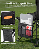 VEVOR pārnēsājams salokāms soliņš 6 personām ar vairākām uzglabāšanas kabatām, atzveltni un pārnēsāšanas somu, viegls rezerves soliņš sportam, kempingam un āra pasākumiem, melns