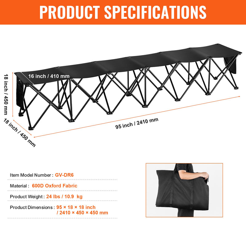 VEVOR 6-vietīgs Pārnēsājams Saliekamais Sols – Āra Kempinga Krēsls ar Pārnēsājamo Somu