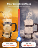 Franču kafijas prese, 1 l borosilikāta stikla ar nerūsējošā tērauda filtru, piemērota kafijai, tējai un aukstajai brūvēšanai, kempingam, ceļošanai un mājas virtuvei, sudraba krāsa