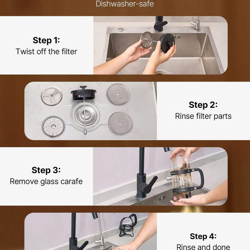 Franču kafijas prese, 1 l borosilikāta stikla ar nerūsējošā tērauda filtru, piemērota kafijai, tējai un aukstajai brūvēšanai, kempingam, ceļošanai un mājas virtuvei, sudraba krāsa