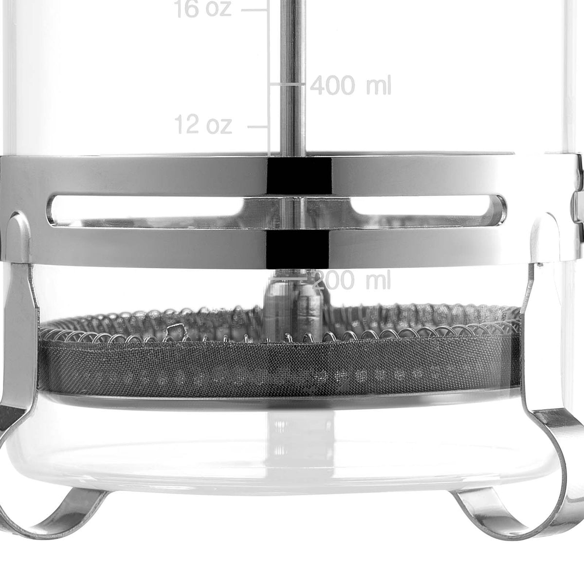 French Coffee Press, 1 L Borosilicate Glass with Stainless Steel Filter, Suitable for Coffee, Tea and Cold Brewing, Camping, Travel and Home Kitchen, Silver