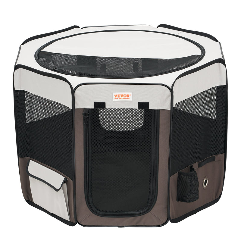 VEVOR Salokāms mājdzīvnieku rotaļu laukums, 91 cm, ūdensizturīgs 600D Oksforda audums, noņemams rāvējslēdzējs, astoņstūris, M