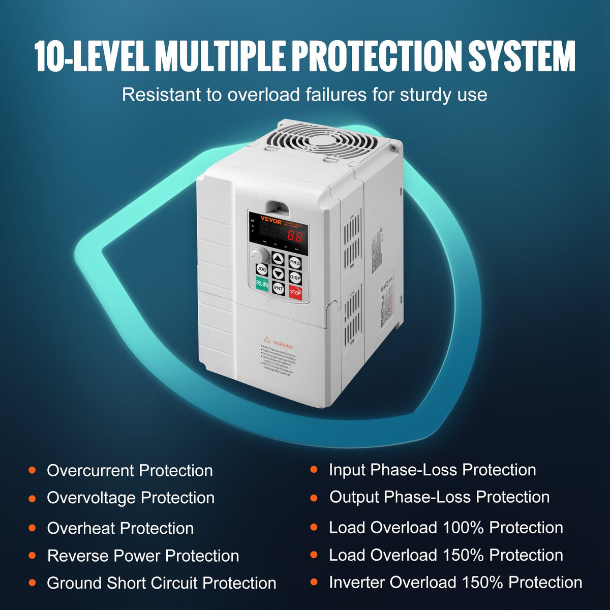 VEVOR frekvences pārveidotājs 7,5 kW 34 A ar 220–240 V vienfāzes ieeju uz 220–240 V trīsfāžu izeju, CNC invertors motora ātruma kontrolei - ZEMLETES.LV