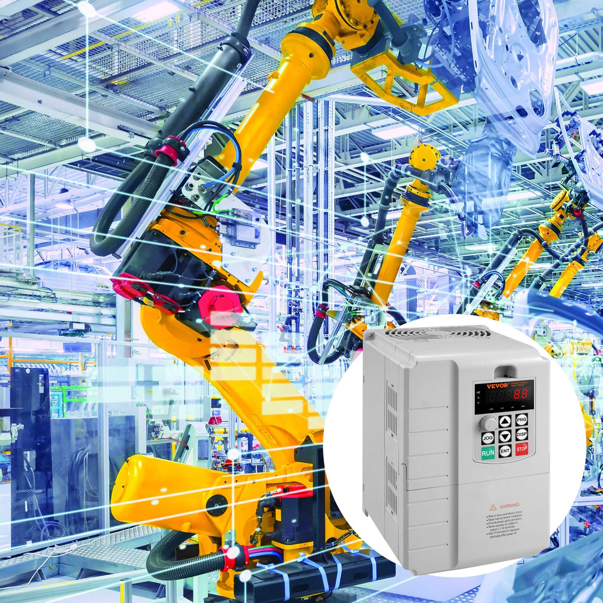 VEVOR frekvences pārveidotājs 7,5 kW 34 A ar 220–240 V vienfāzes ieeju uz 220–240 V trīsfāžu izeju, CNC invertors motora ātruma kontrolei - ZEMLETES.LV