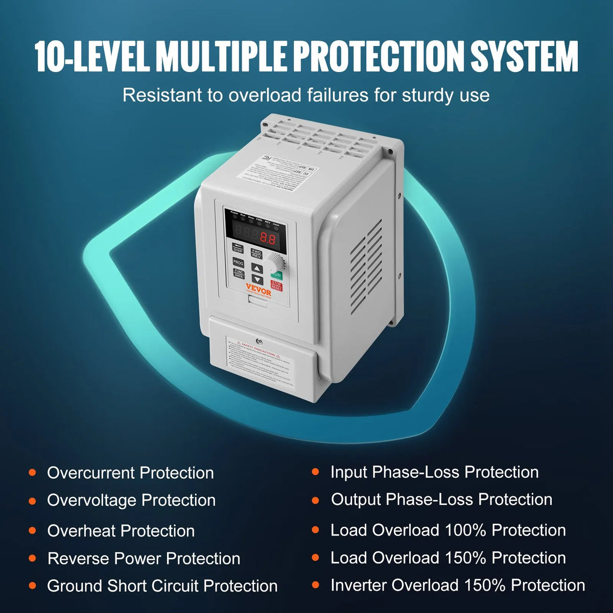 VEVOR frekvences pārveidotājs 4 kW 18 A ar 220–240 V vienfāzes ieeju uz 220–240 V trīsfāžu izeju, CNC invertors motora ātruma kontrolei - ZEMLETES.LV