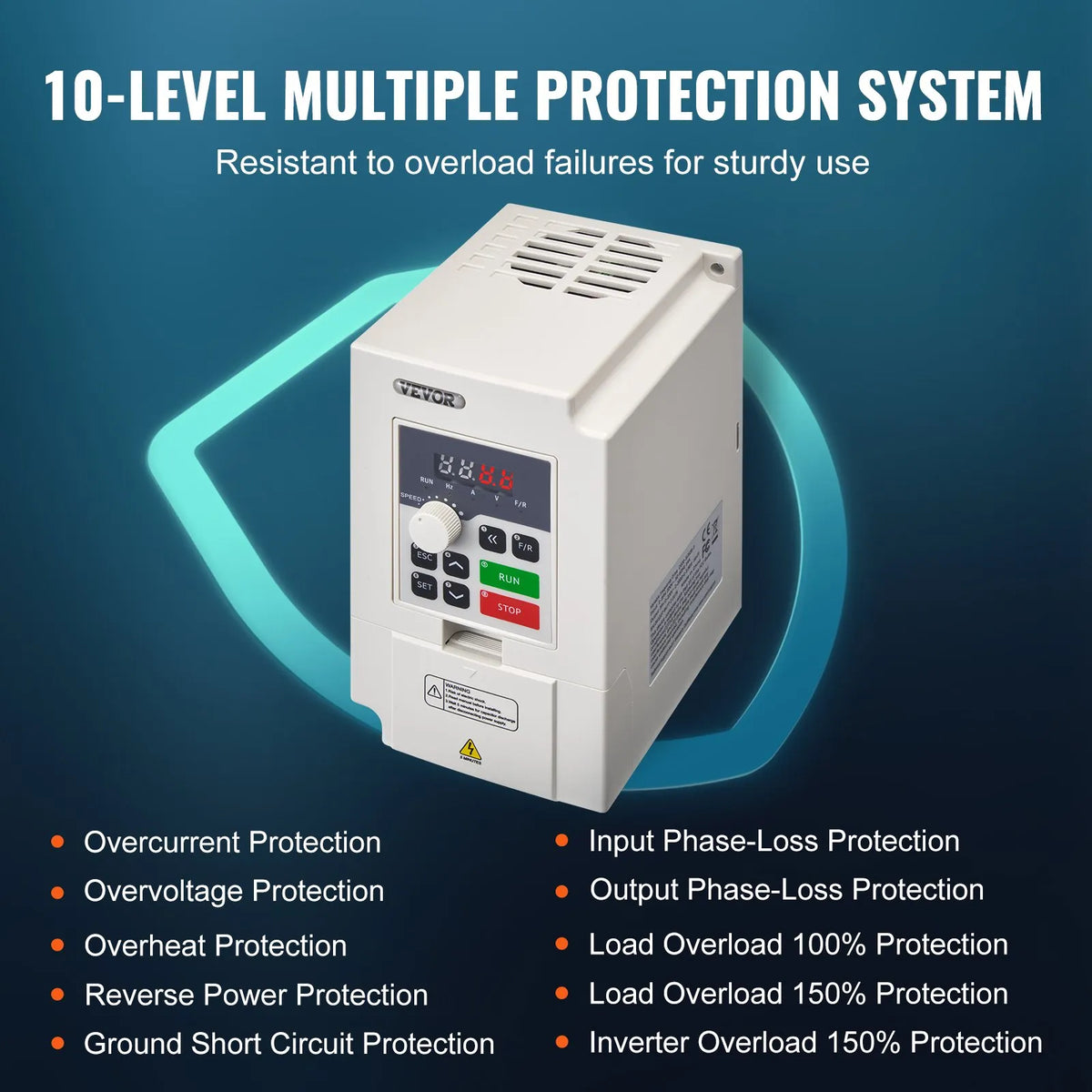 VEVOR frekvences pārveidotājs 3 kW 14 A ar 220 V (1 vai 3 fāzes) ieeju uz 3 fāžu 0–220 V izeju, 50/60 Hz ieeja un 0–2000 Hz izeja vārpstas motora ātruma kontrolei - ZEMLETES.LV