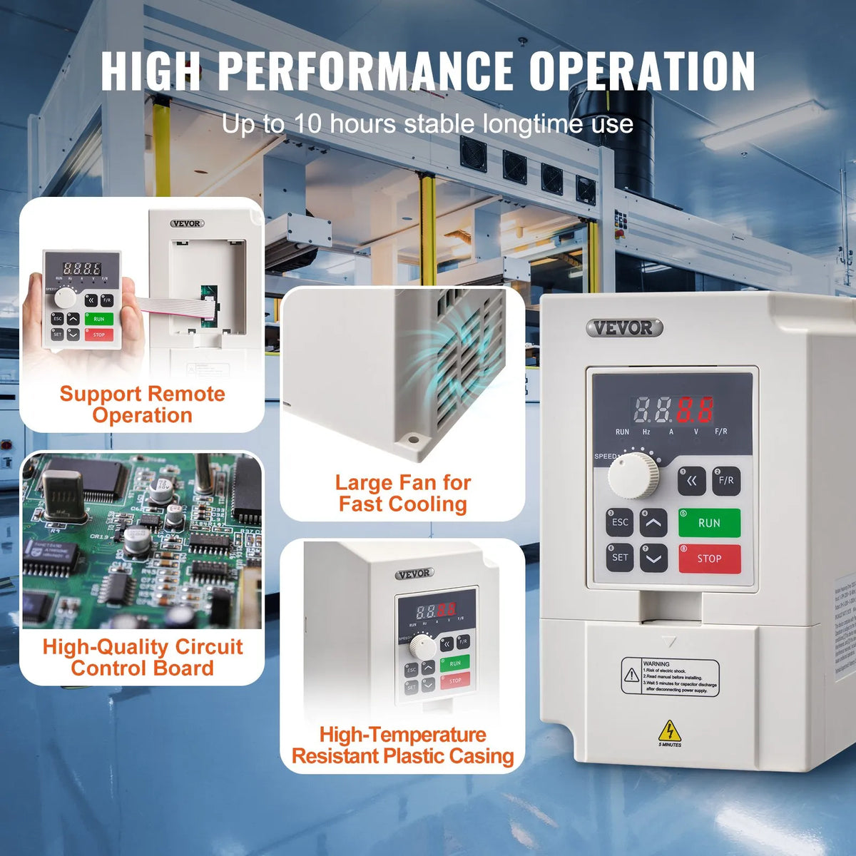 VEVOR frekvences pārveidotājs 3 kW 14 A ar 220 V (1 vai 3 fāzes) ieeju uz 3 fāžu 0–220 V izeju, 50/60 Hz ieeja un 0–2000 Hz izeja vārpstas motora ātruma kontrolei - ZEMLETES.LV