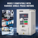 VEVOR frekvences pārveidotājs 3 kW 14 A ar 220 V (1 vai 3 fāzes) ieeju uz 3 fāžu 0–220 V izeju, 50/60 Hz ieeja un 0–2000 Hz izeja vārpstas motora ātruma kontrolei - ZEMLETES.LV
