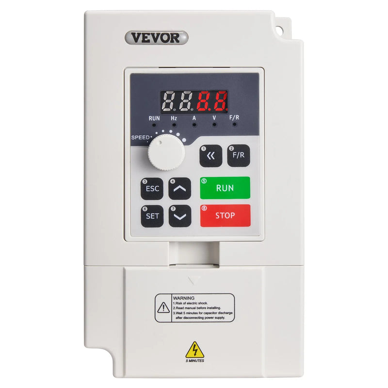 VEVOR frekvences pārveidotājs 3 kW 14 A ar 220 V (1 vai 3 fāzes) ieeju uz 3 fāžu 0–220 V izeju, 50/60 Hz ieeja un 0–2000 Hz izeja vārpstas motora ātruma kontrolei - ZEMLETES.LV