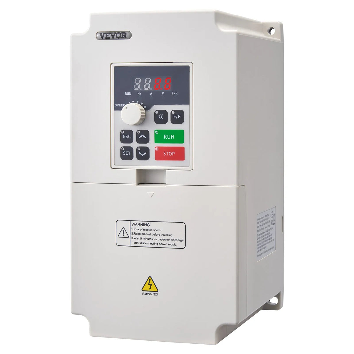 VEVOR frekvences pārveidotājs 4 kW 18 A ar 220 V (1 vai 3 fāzes) ieeju uz 3 fāžu 0–220 V izeju, 50/60 Hz ieeja un 0–2000 Hz izeja vārpstas motora ātruma kontrolei - ZEMLETES.LV