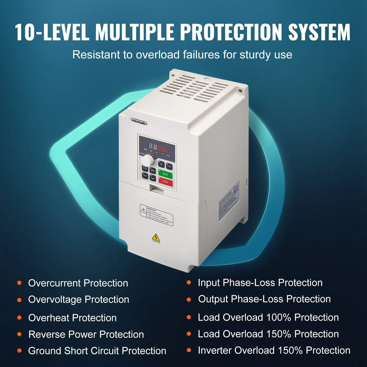 VEVOR frekvences pārveidotājs 4 kW 18 A ar 220 V (1 vai 3 fāzes) ieeju uz 3 fāžu 0–220 V izeju, 50/60 Hz ieeja un 0–2000 Hz izeja vārpstas motora ātruma kontrolei - ZEMLETES.LV