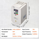 VEVOR frekvences pārveidotājs 4 kW 18 A ar 220 V (1 vai 3 fāzes) ieeju uz 3 fāžu 0–220 V izeju, 50/60 Hz ieeja un 0–2000 Hz izeja vārpstas motora ātruma kontrolei - ZEMLETES.LV