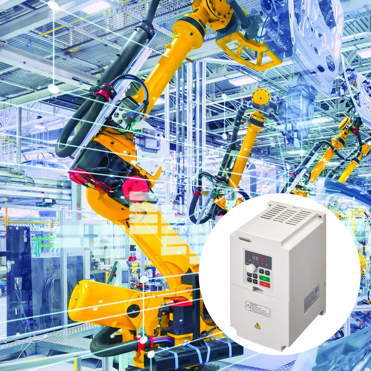 VEVOR frekvences pārveidotājs 4 kW 18 A ar 220 V (1 vai 3 fāzes) ieeju uz 3 fāžu 0–220 V izeju, 50/60 Hz ieeja un 0–2000 Hz izeja vārpstas motora ātruma kontrolei - ZEMLETES.LV