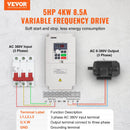 VEVOR frekvences pārveidotājs 4 kW 8,5 A ar 3 fāžu 380 V ieeju uz 3 fāžu 0–380 V izeju, 50/60 Hz ieeja un 0–2000 Hz izeja vārpstas motora ātruma kontrolei - ZEMLETES.LV