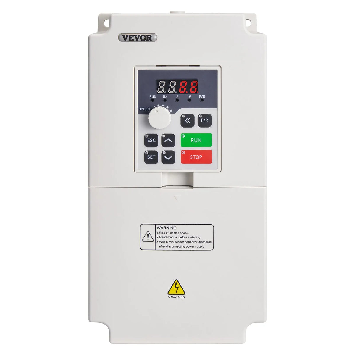 VEVOR frekvences pārveidotājs 4 kW 8,5 A ar 3 fāžu 380 V ieeju uz 3 fāžu 0–380 V izeju, 50/60 Hz ieeja un 0–2000 Hz izeja vārpstas motora ātruma kontrolei - ZEMLETES.LV