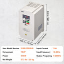VEVOR frekvences pārveidotājs 5,5 kW 25 A ar 220 V (1 vai 3 fāzes) ieeju uz 3 fāžu 0–220 V izeju, 50/60 Hz ieeja un 0–2000 Hz izeja vārpstas motora ātruma kontrolei - ZEMLETES.LV