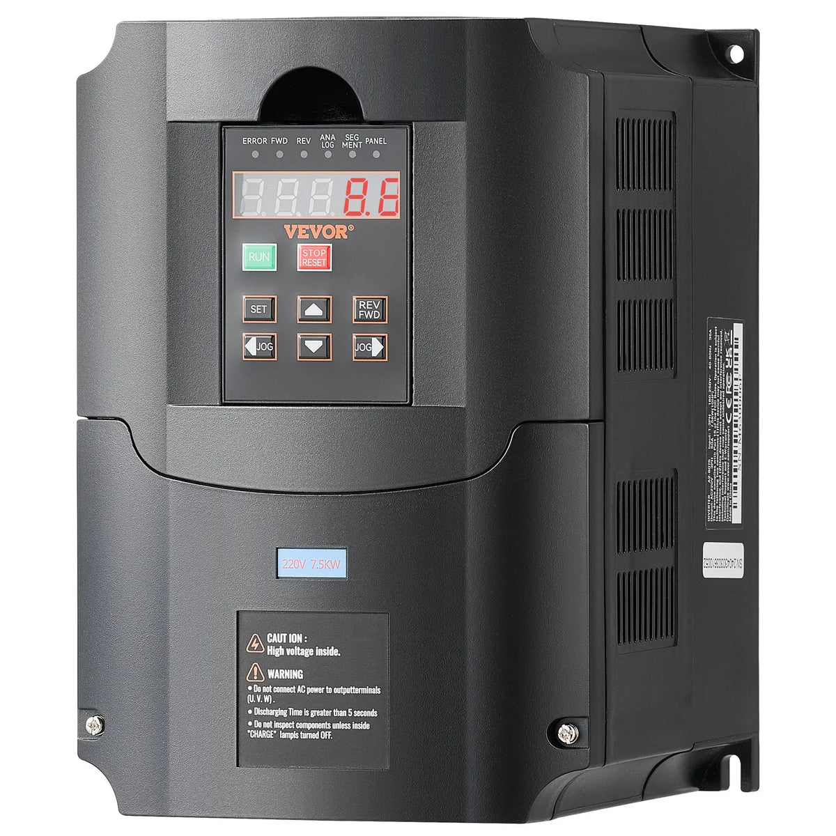 VEVOR frekvences pārveidotājs 7,5 kW 35 A ar 1 vai 3 fāžu 220 V ieeju uz 3 fāžu 220 V izeju, 40–60 Hz ieeja un 0–400 Hz izeja CNC vārpstas motora ātruma kontrolei - ZEMLETES.LV