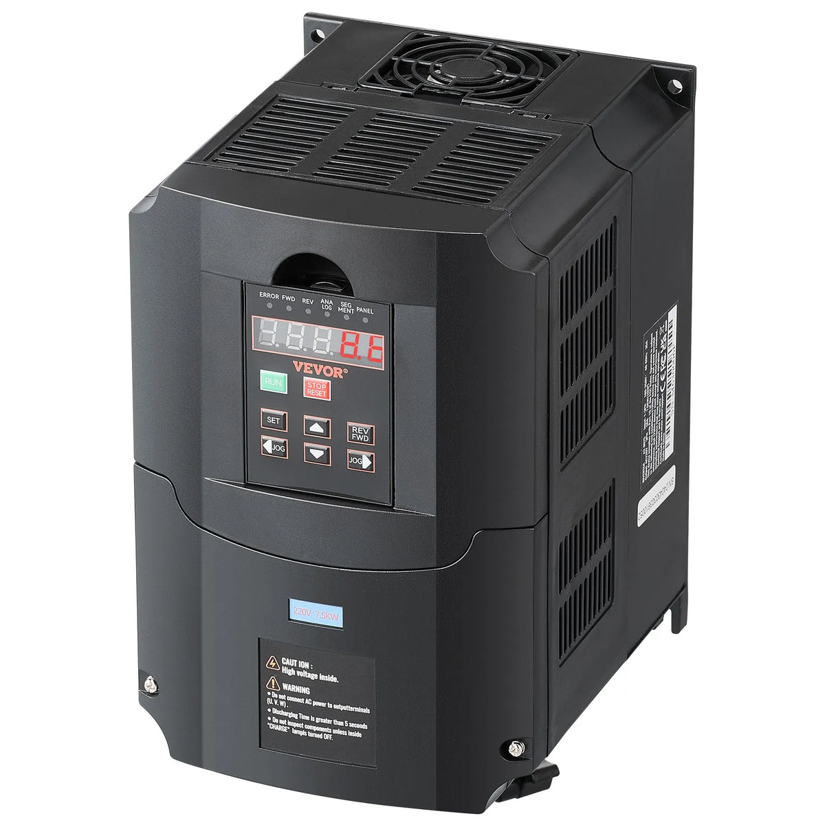 VEVOR frekvences pārveidotājs 7,5 kW 35 A ar 1 vai 3 fāžu 220 V ieeju uz 3 fāžu 220 V izeju, 40–60 Hz ieeja un 0–400 Hz izeja CNC vārpstas motora ātruma kontrolei - ZEMLETES.LV