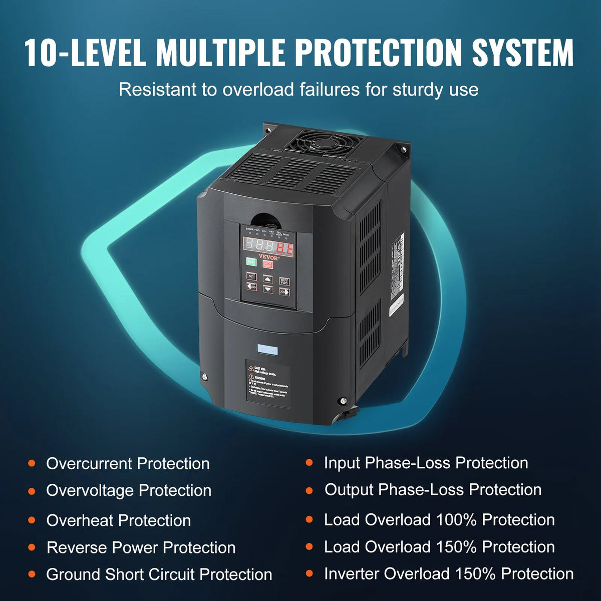 VEVOR frekvences pārveidotājs 7,5 kW 35 A ar 1 vai 3 fāžu 220 V ieeju uz 3 fāžu 220 V izeju, 40–60 Hz ieeja un 0–400 Hz izeja CNC vārpstas motora ātruma kontrolei - ZEMLETES.LV