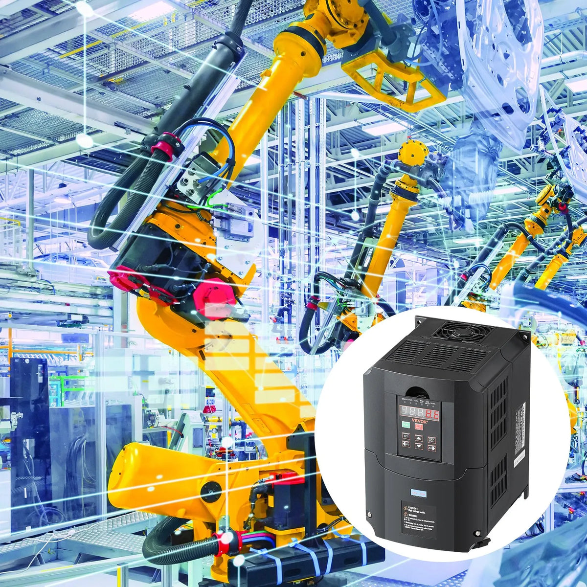VEVOR frekvences pārveidotājs 7,5 kW 35 A ar 1 vai 3 fāžu 220 V ieeju uz 3 fāžu 220 V izeju, 40–60 Hz ieeja un 0–400 Hz izeja CNC vārpstas motora ātruma kontrolei - ZEMLETES.LV