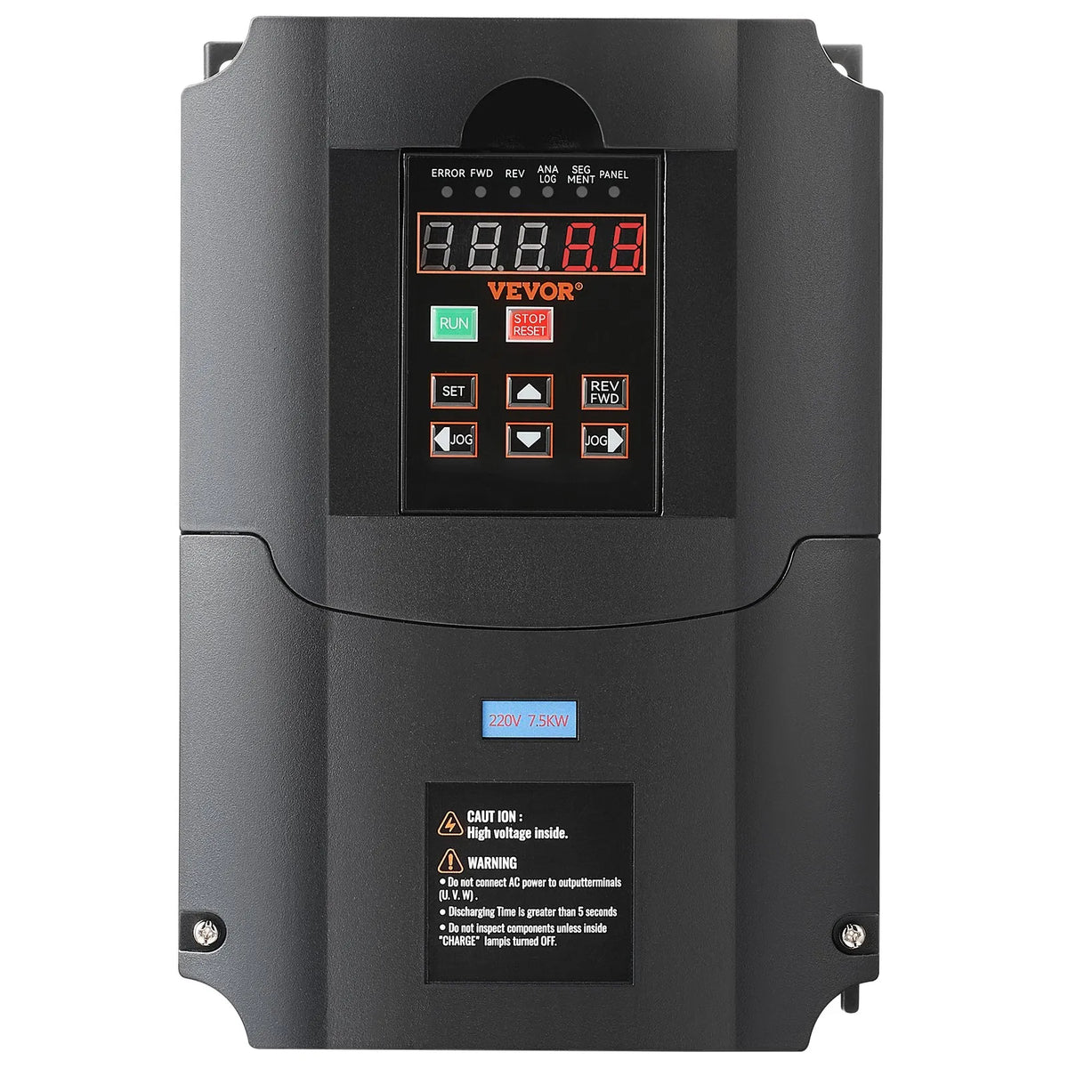 VEVOR frekvences pārveidotājs 7,5 kW 35 A ar 1 vai 3 fāžu 220 V ieeju uz 3 fāžu 220 V izeju, 40–60 Hz ieeja un 0–400 Hz izeja CNC vārpstas motora ātruma kontrolei - ZEMLETES.LV