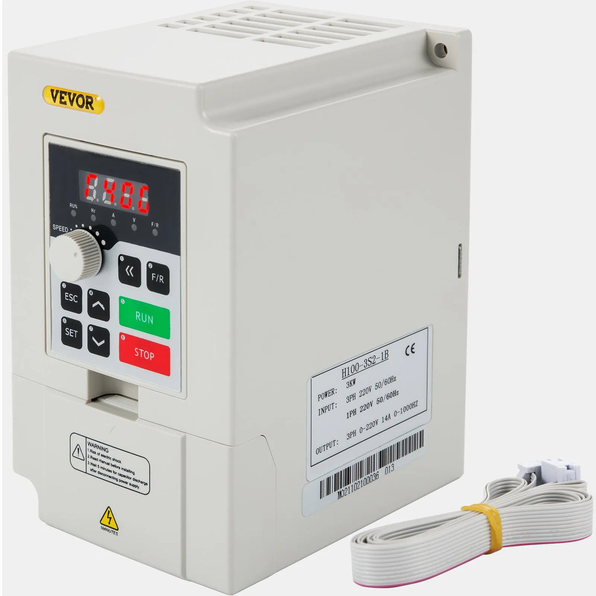VEVOR frekvences pārveidotājs 3 kW ar 220 V ieeju (1 vai 3 fāzes) uz 3 fāžu 220 V izeju, CNC invertors motora ātruma kontrolei - ZEMLETES.LV