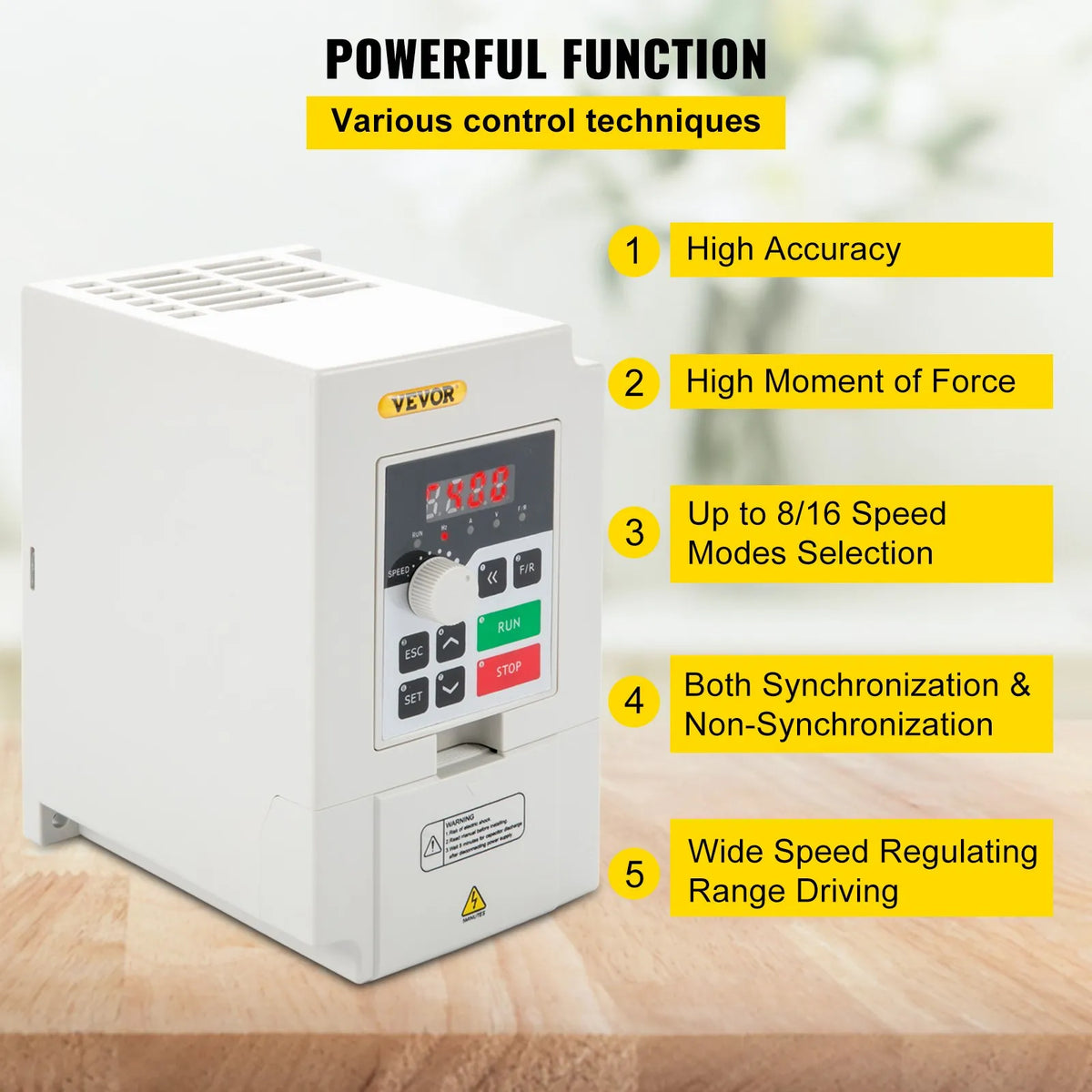 VEVOR frekvences pārveidotājs 3 kW ar 220 V ieeju (1 vai 3 fāzes) uz 3 fāžu 220 V izeju, CNC invertors motora ātruma kontrolei - ZEMLETES.LV