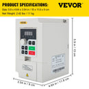 VEVOR frekvences pārveidotājs 3 kW ar 220 V ieeju (1 vai 3 fāzes) uz 3 fāžu 220 V izeju, CNC invertors motora ātruma kontrolei - ZEMLETES.LV