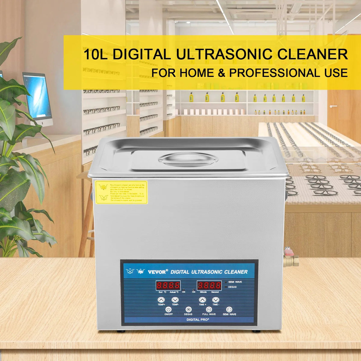 VEVOR 10 l Dual Frequency Ultrasonic Cleaner with Heater, Jewellery and Parts Cleaning Machine for Items, Glasses, Rings, Dentures, Records and Circuit Boards, 28/40 kHz