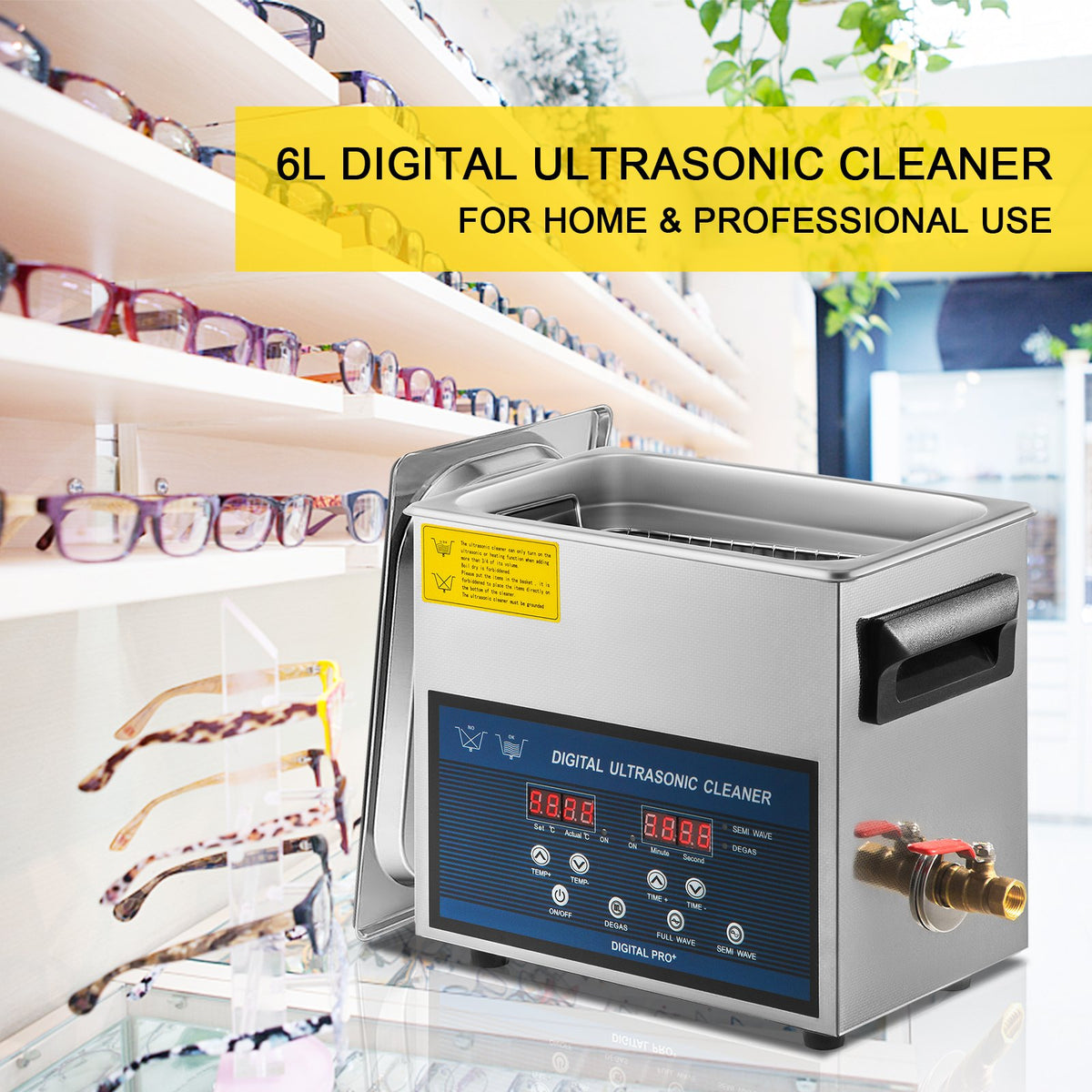 VEVOR 6 L Ultrasonic Cleaner with Dual-Frequency Ultrasonic Cleaning Function and Heater, Jewellery Cleaner for Parts, Jewellery, Glasses, Rings, Dentures, Watches and Circuit Boards, 28/40 kHz