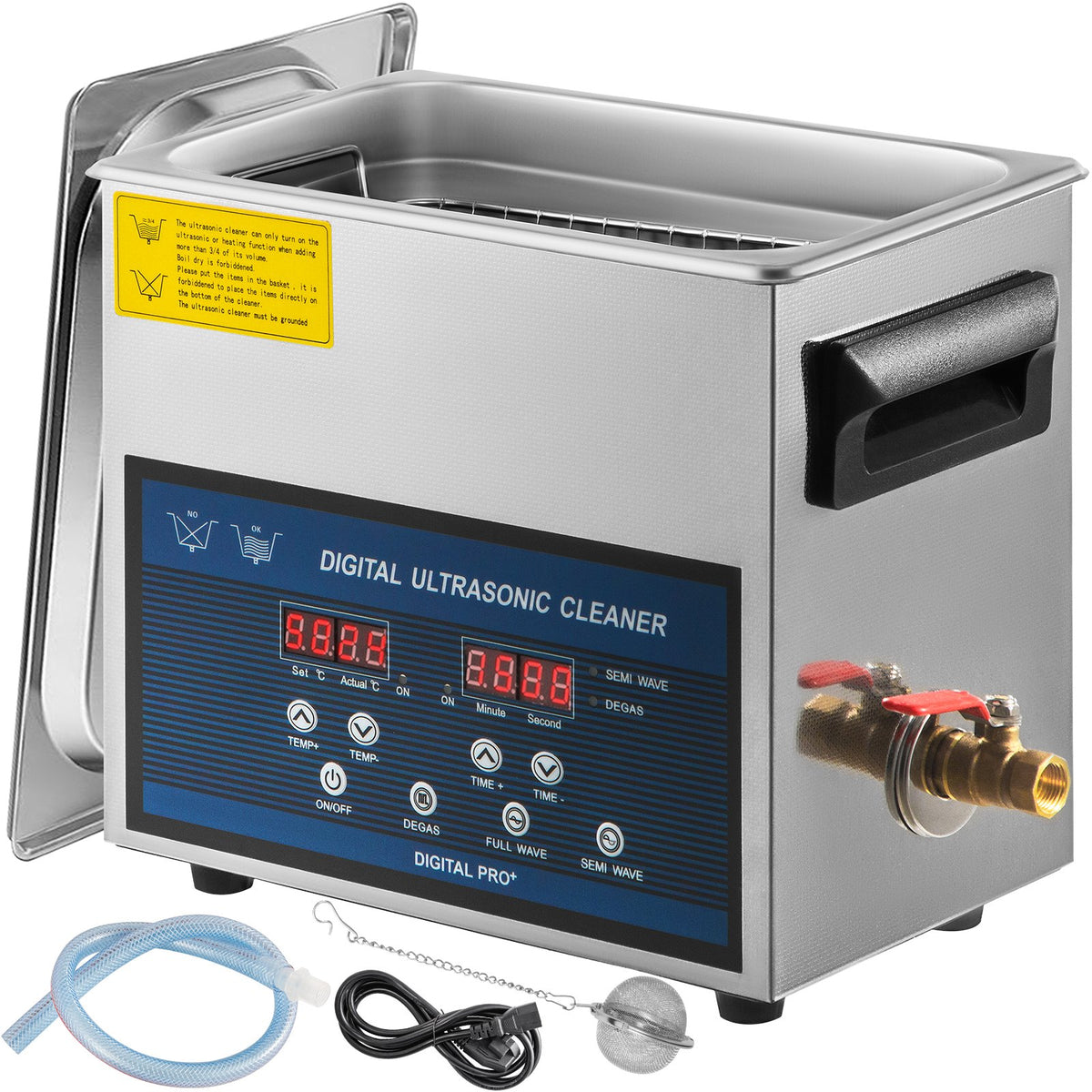 VEVOR 6 L Ultrasonic Cleaner with Dual-Frequency Ultrasonic Cleaning Function and Heater, Jewellery Cleaner for Parts, Jewellery, Glasses, Rings, Dentures, Watches and Circuit Boards, 28/40 kHz